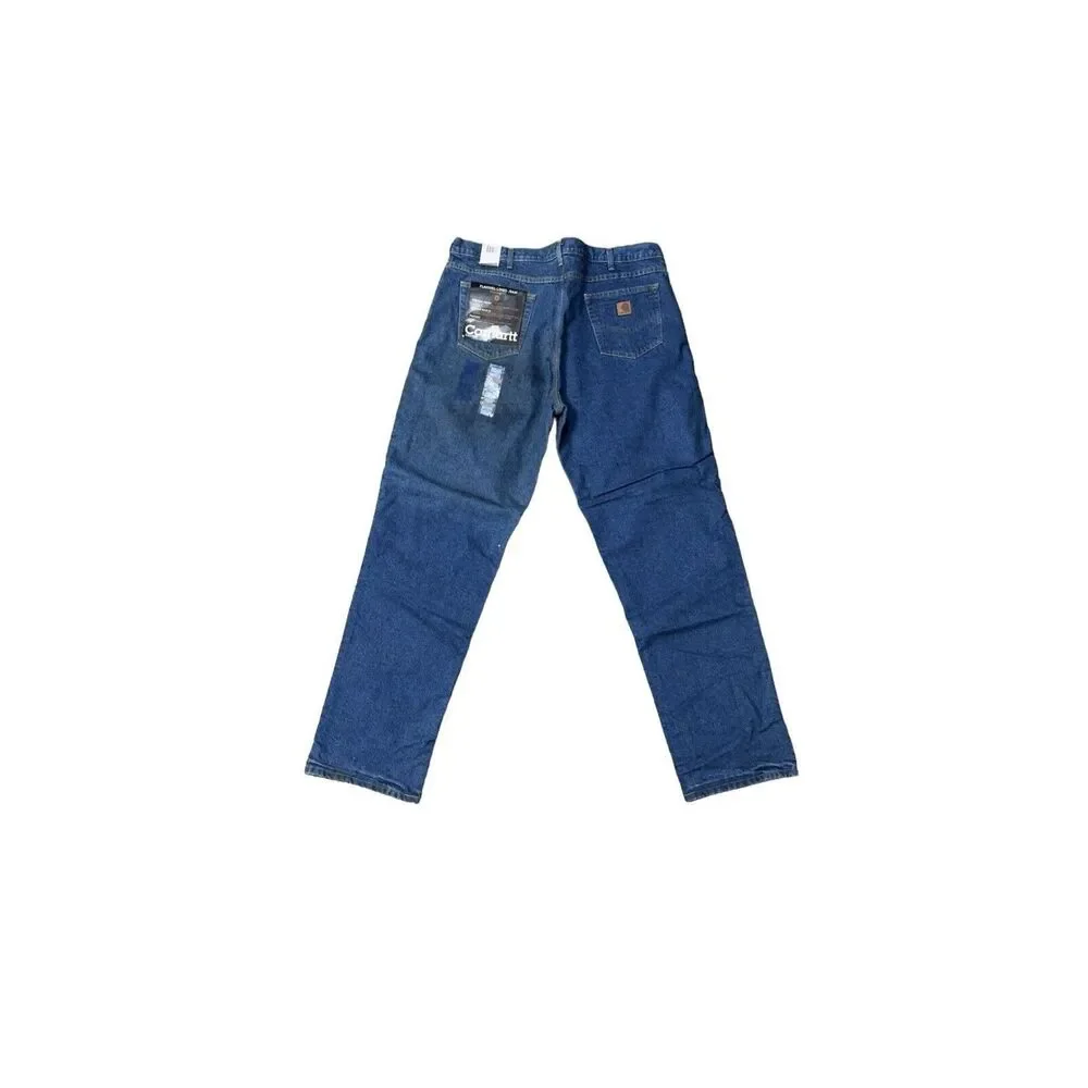 VTG Carhartt B21DST Mens Relaxed Fit Flannel Lined Insulated Denim Jeans 42X36